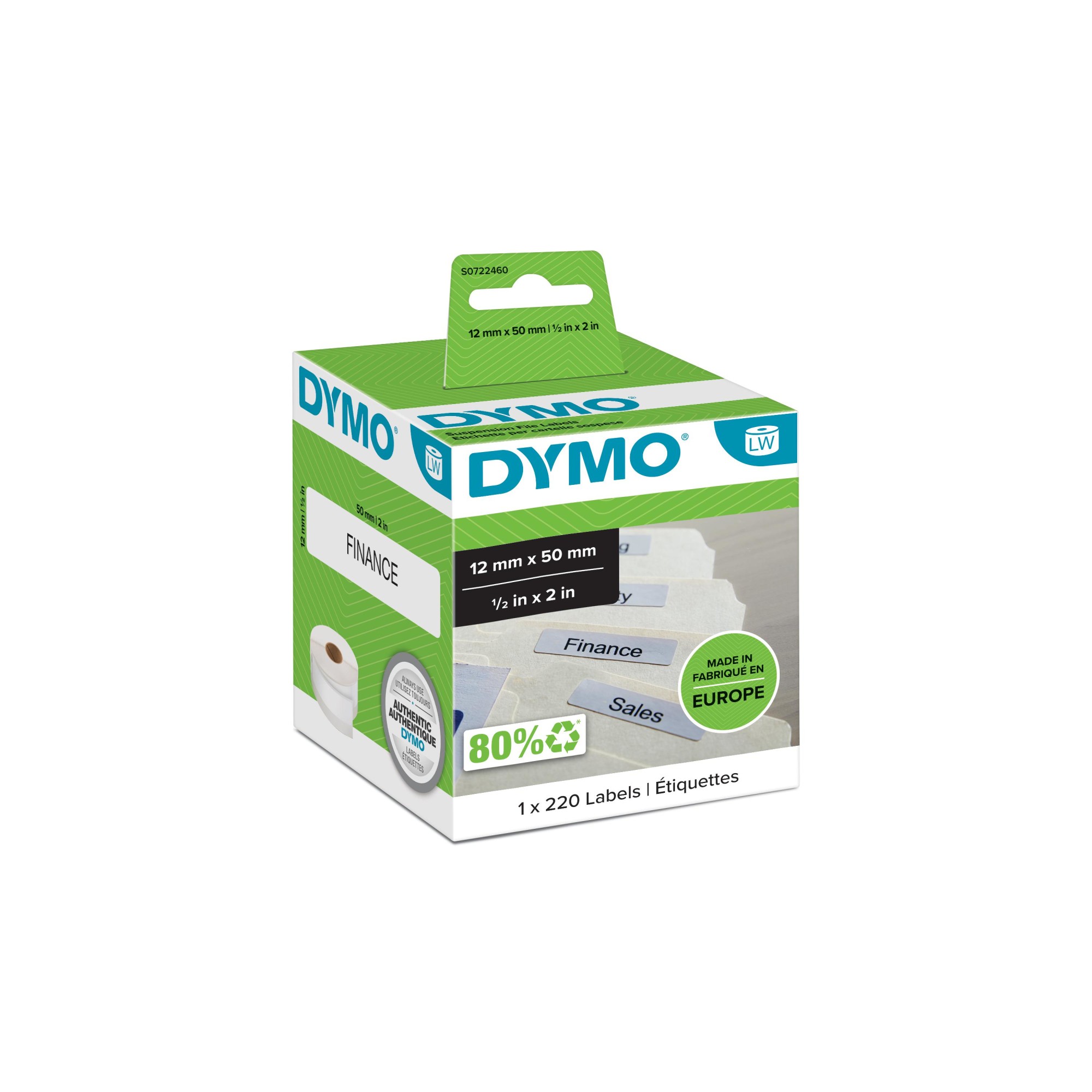 ORIGINALE DYMO Etichette Bianco S0722460 99017 etichette bianche 50x12mm 1x220 pezzi ORIGINALE DYMO Etichette Bianco S0722460 99017 etichette bianche 50x12mm 1x220 pezzi