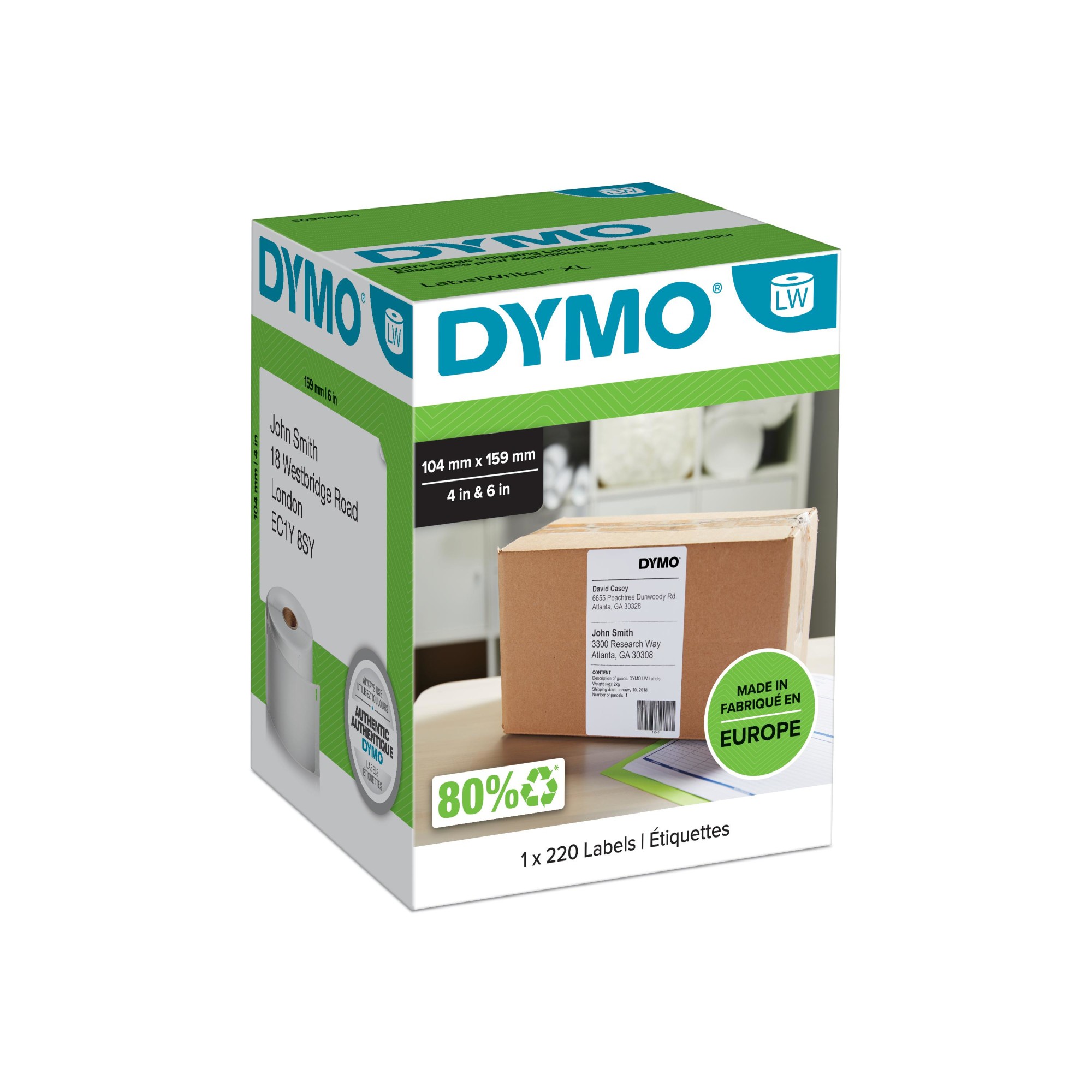 ORIGINALE DYMO Etichette Bianco S0904980 XL-Versand-Etiketten Etichette per spedizione 104x159mm bianco 1x220 Pezzi. ORIGINALE DYMO Etichette Bianco S0904980 XL-Versand-Etiketten Etichette per spedizione 104x159mm bianco 1x220 Pezzi.