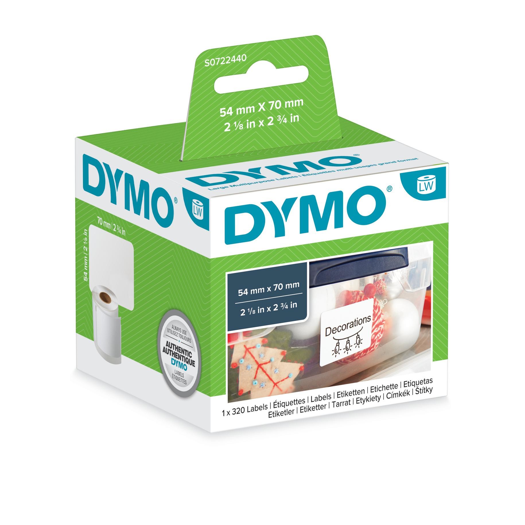 ORIGINALE DYMO Etichette S0722440 99015 Etichette 70x54mm bianco 1x320 Pezzi