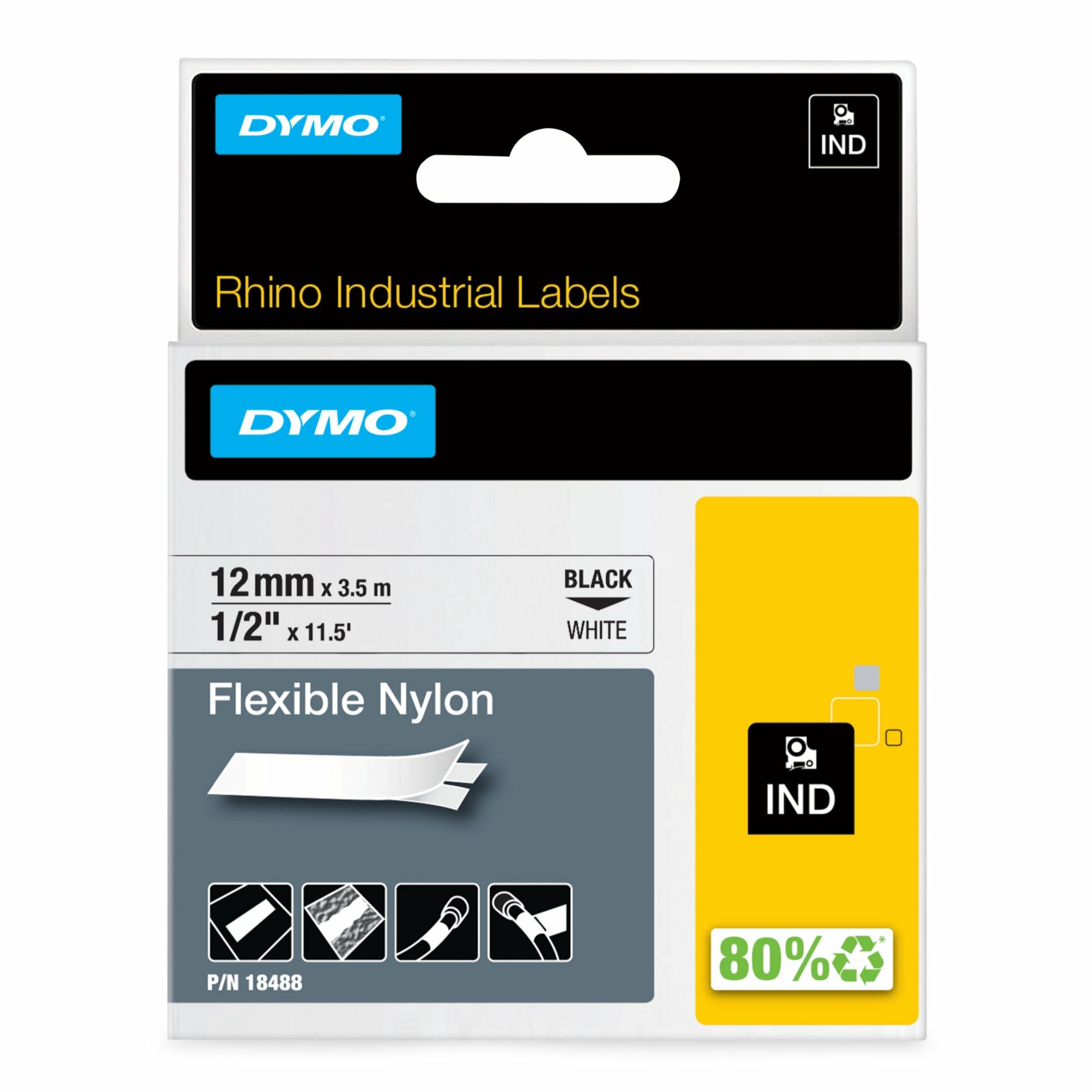 ORIGINALE DYMO Nastro Nero su bianco S0718100 18488 ORIGINALE DYMO Nastro Nero su bianco S0718100 18488
