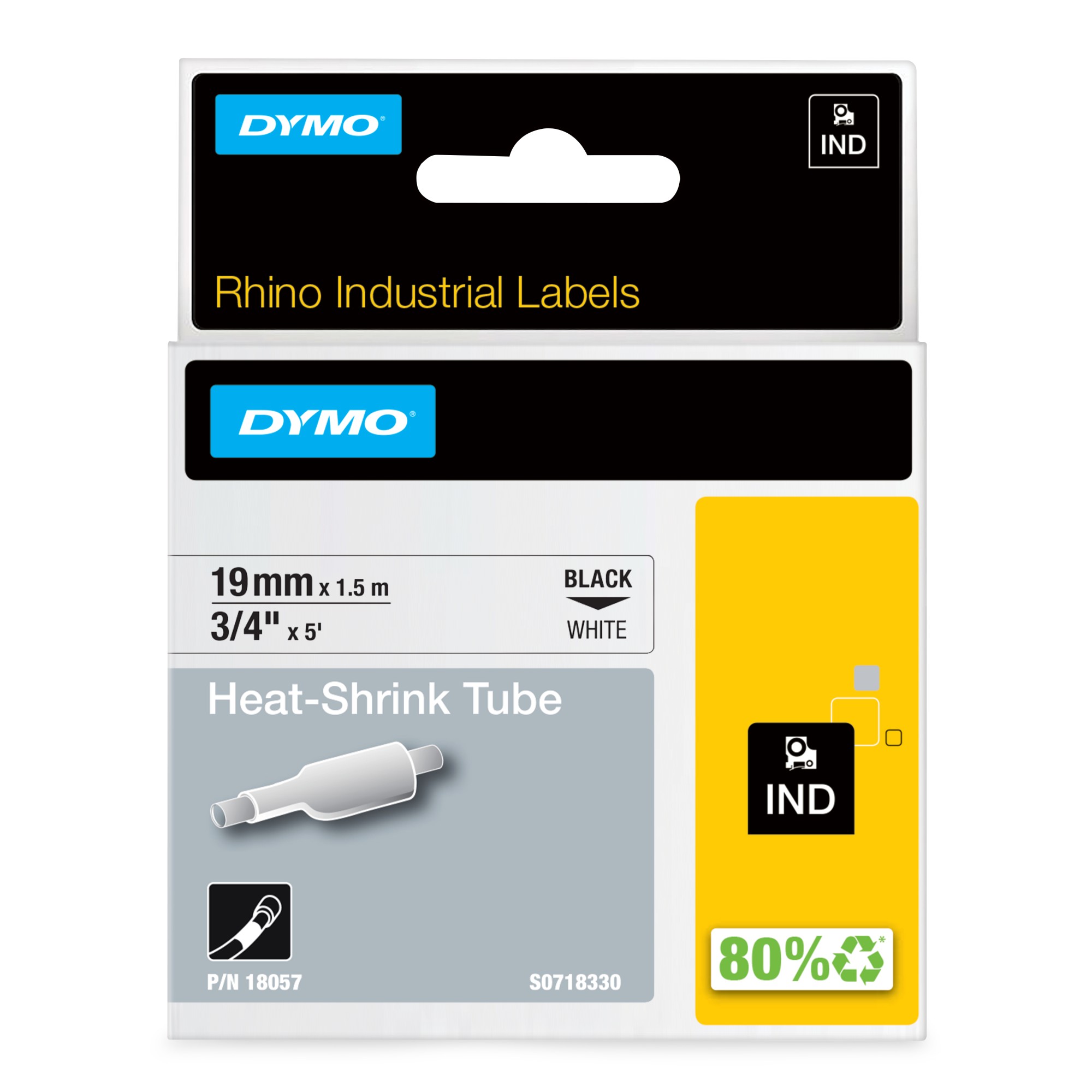 ORIGINALE DYMO Nastro Nero su bianco S0718330 18057 DYMO Rhino Industrial Tubi per etichette termorestringenti per cavi | 19 mm x 15 m | Stampa nera su bianco | Autoadesivi | per stampanti di etichette Rhino ORIGINALE DYMO Nastro Nero su bianco S0718330 18057 DYMO Rhino Industrial Tubi per etichette termorestringenti per cavi | 19 mm x 15 m | Stampa nera su bianco | Autoadesivi | per stampanti di etichette Rhino