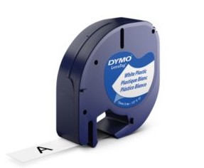 ORIGINALE DYMO Nastro Nero su bianco S0721660 91221 LetraTAG banda di materiale sintentico 12mm x 4m