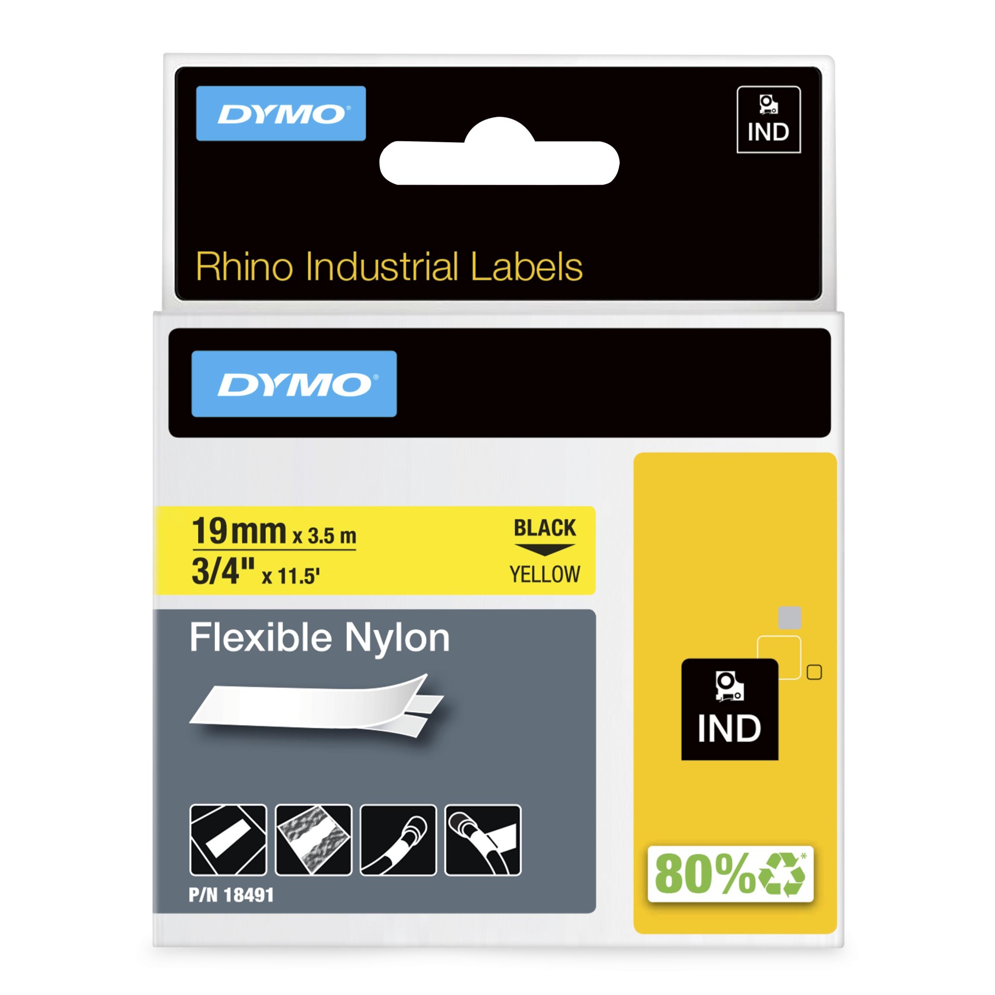 ORIGINALE DYMO Nastro Nero su giallo S0718090 18491 ORIGINALE DYMO Nastro Nero su giallo S0718090 18491