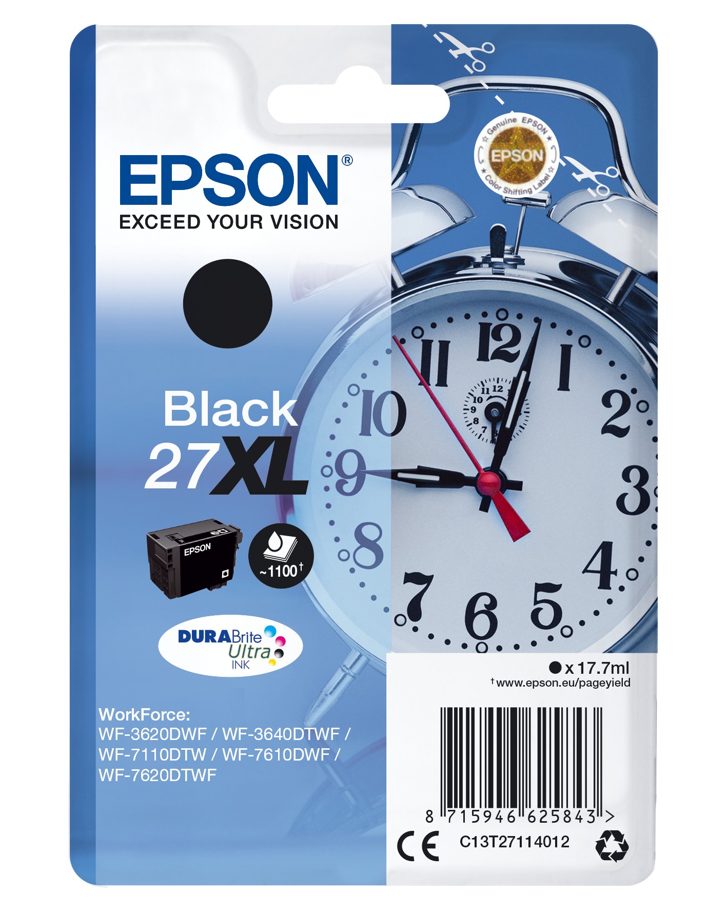 Originale Epson Cart. Ink Nero 27Xl Serie Sveglia Per Wf-7620