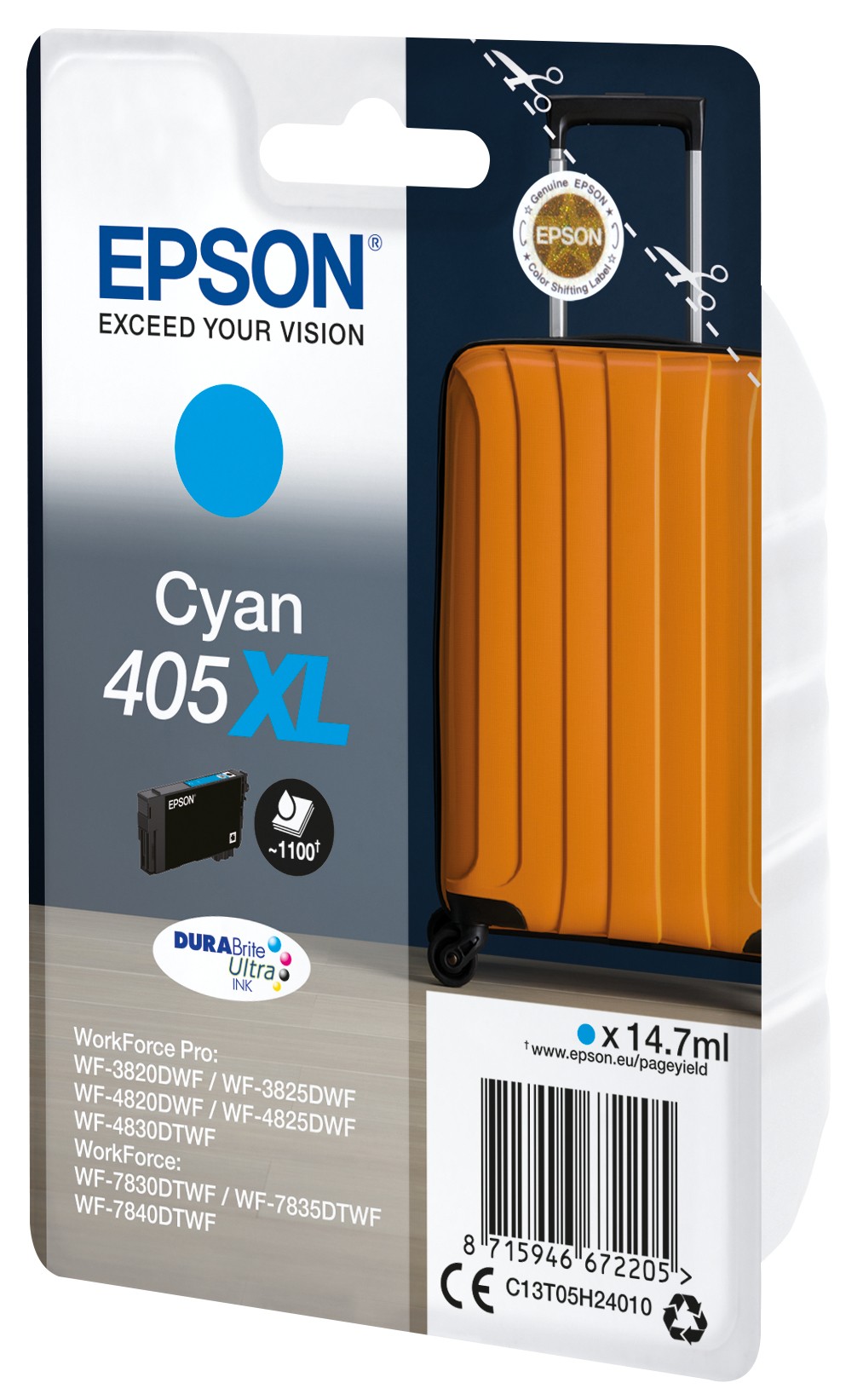 ORIGINALE Epson Cartuccia d'inchiostro ciano C13T05H24010 405 XL 1100 pagine 147ml
