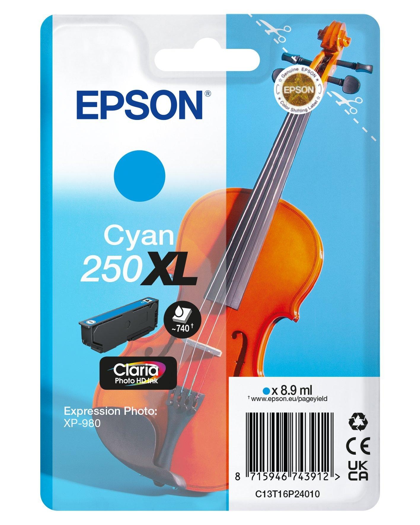 ORIGINALE Epson Cartuccia d'inchiostro ciano C13T16P24010 250 XL 740 pagine 89ml ORIGINALE Epson Cartuccia d'inchiostro ciano C13T16P24010 250 XL 740 pagine 89ml