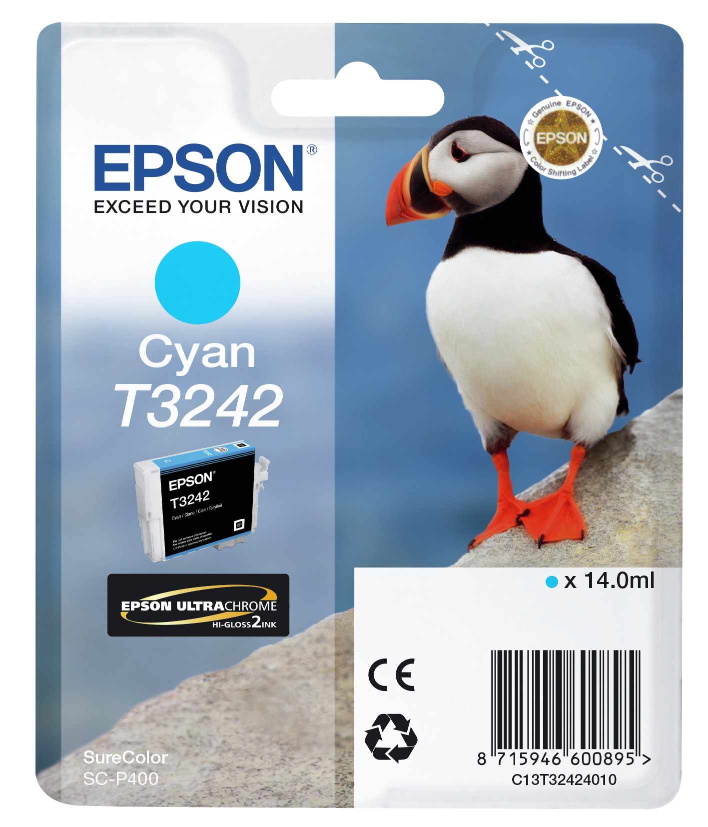 ORIGINALE Epson Cartuccia d'inchiostro ciano C13T32424010 T3242 980 pagine 14ml ORIGINALE Epson Cartuccia d'inchiostro ciano C13T32424010 T3242 980 pagine 14ml