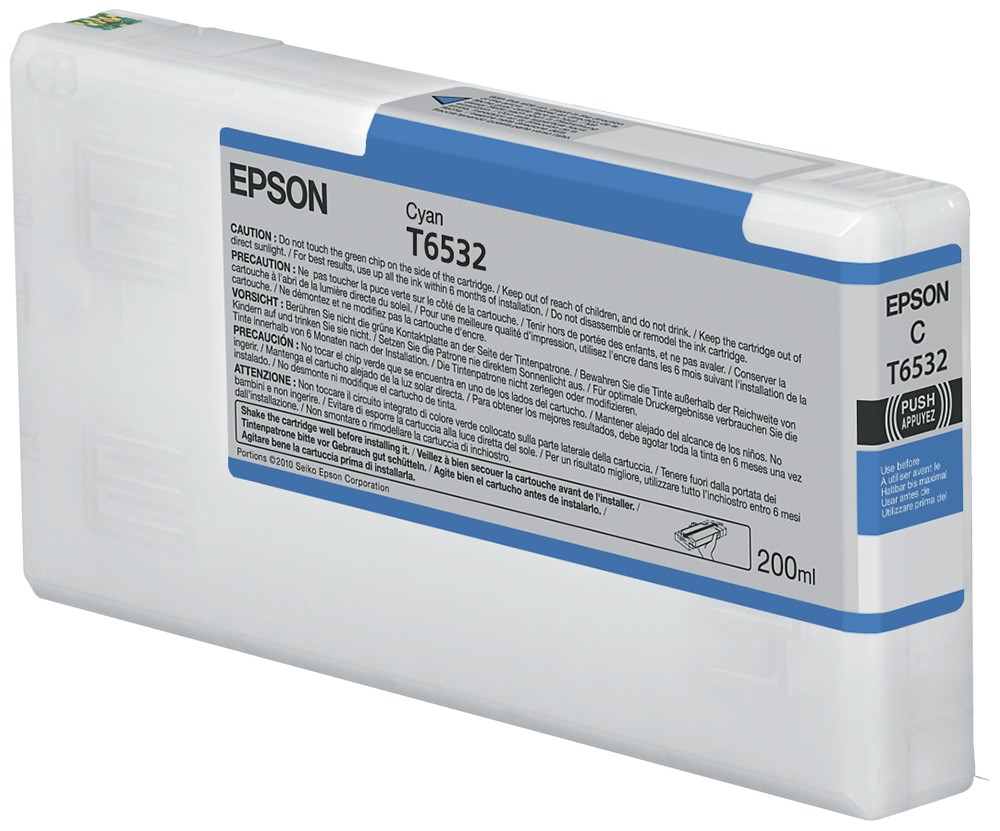 ORIGINALE Epson Cartuccia d'inchiostro ciano C13T653200 T6532 200ml