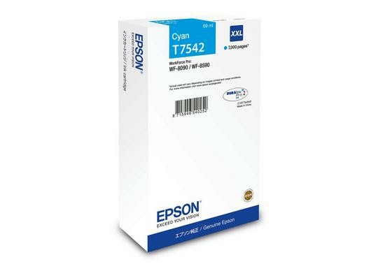 ORIGINALE Epson Cartuccia d'inchiostro ciano C13T75424N T7542 XXL 7000 pagine 69ml ORIGINALE Epson Cartuccia d'inchiostro ciano C13T75424N T7542 XXL 7000 pagine 69ml