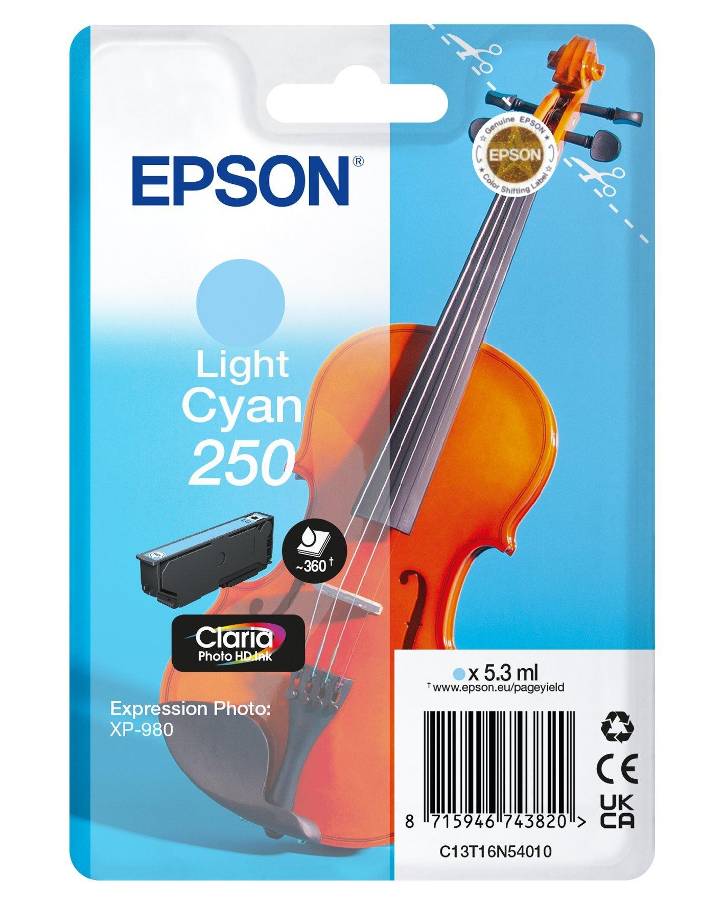 ORIGINALE Epson Cartuccia d'inchiostro ciano (chiaro) C13T16N54010 250 360 pagine 53ml ORIGINALE Epson Cartuccia d'inchiostro ciano (chiaro) C13T16N54010 250 360 pagine 53ml