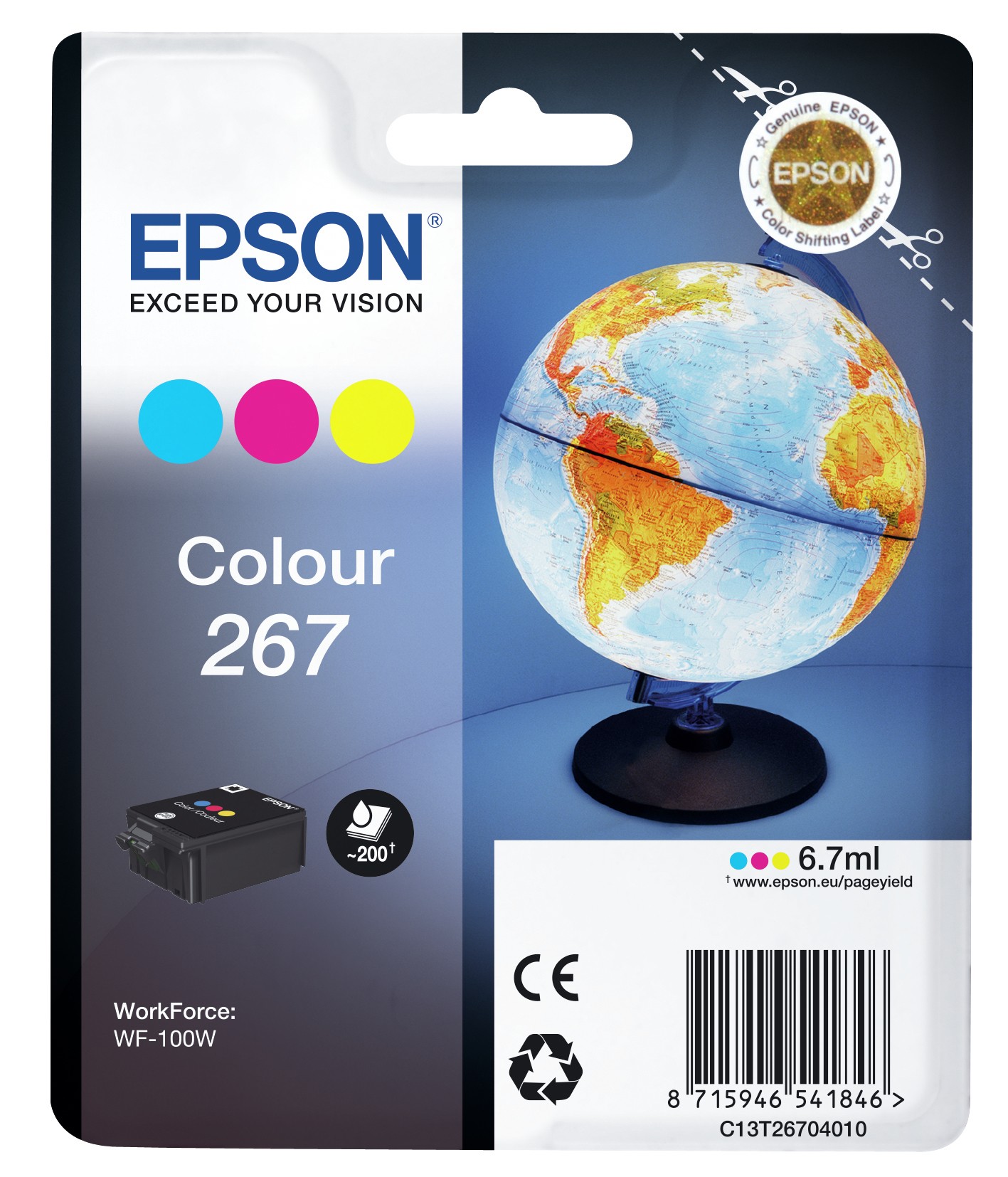 ORIGINALE Epson Cartuccia d'inchiostro differenti colori C13T26704010 267 200 pagine 67ml