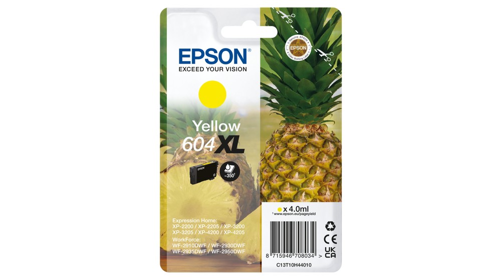 ORIGINALE Epson Cartuccia d'inchiostro giallo C13T10H44010 604 XL 350 pagine 4ml ORIGINALE Epson Cartuccia d'inchiostro giallo C13T10H44010 604 XL 350 pagine 4ml