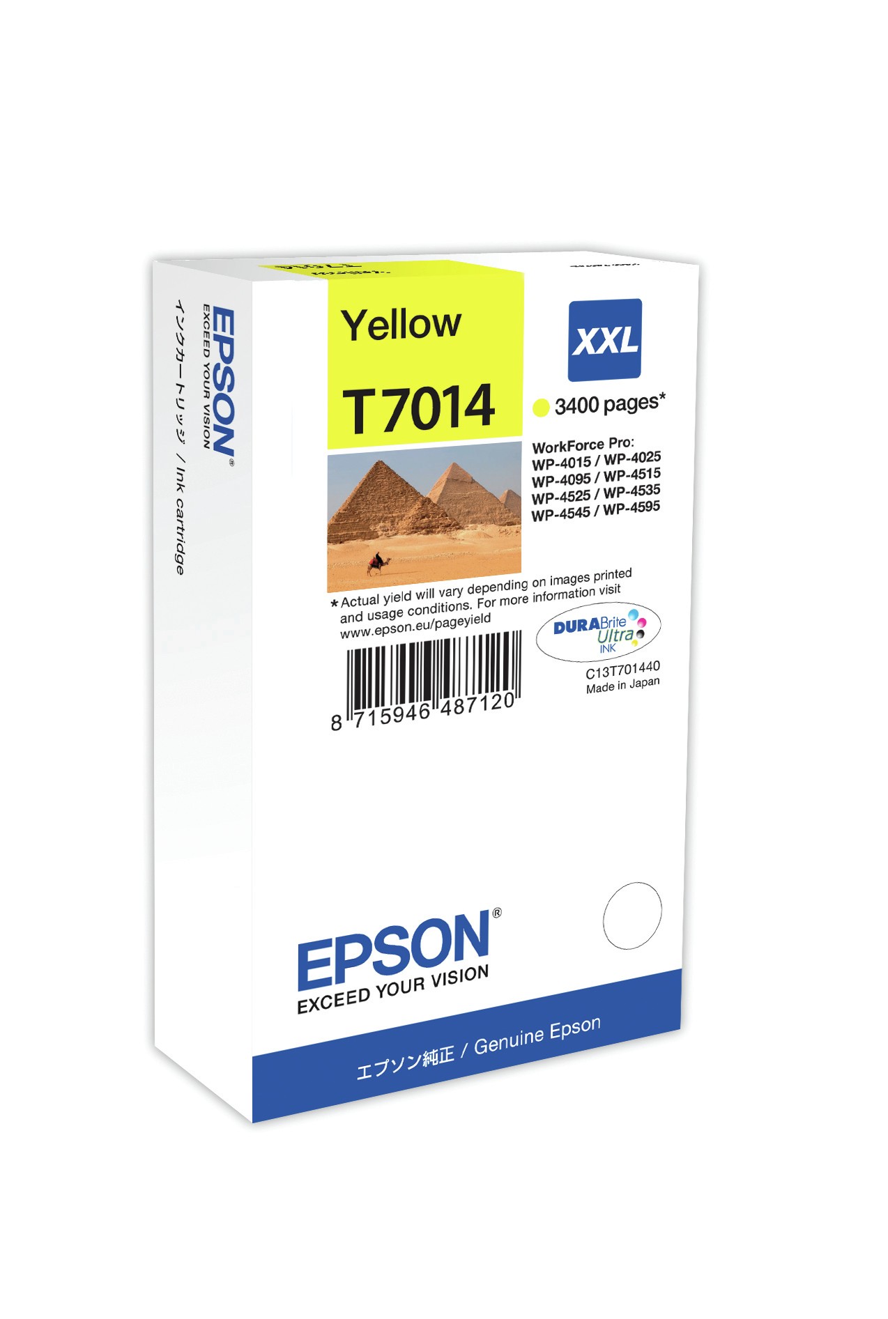 ORIGINALE Epson Cartuccia d'inchiostro giallo C13T70144010 T7014 XXL 3400 pagine XXL ORIGINALE Epson Cartuccia d'inchiostro giallo C13T70144010 T7014 XXL 3400 pagine XXL