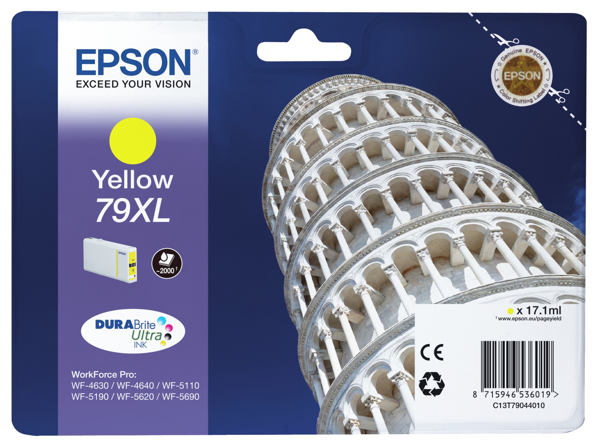 ORIGINALE Epson Cartuccia d'inchiostro giallo C13T79044010 79 XL 2000 pagine 171ml 79XL