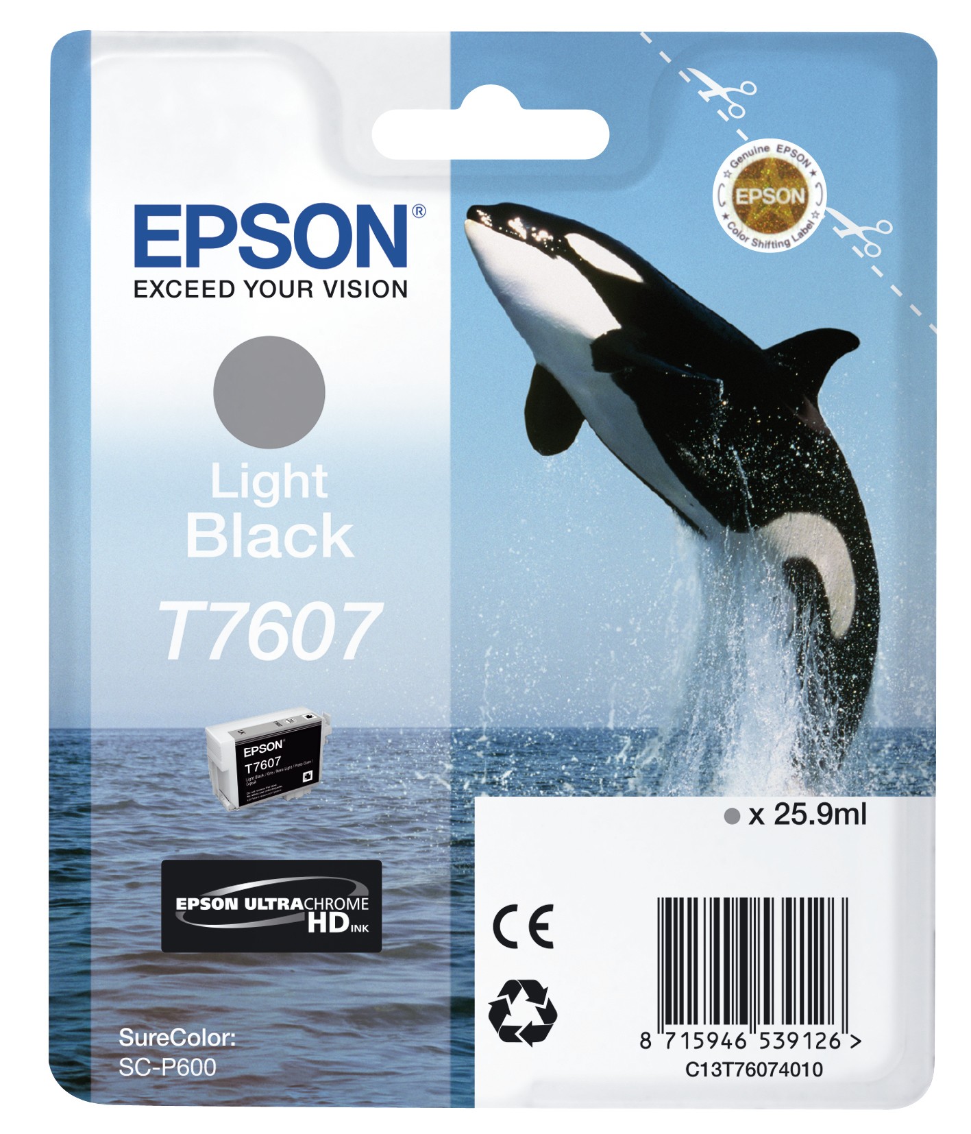 ORIGINALE Epson Cartuccia d'inchiostro lightblack C13T76074010 T7607 259ml UltraChrome HD