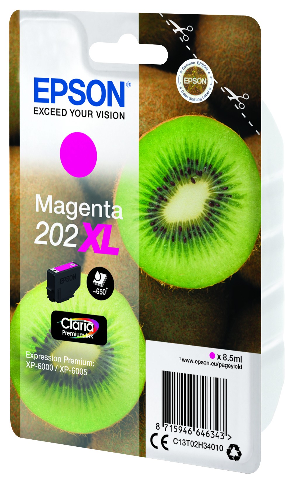 ORIGINALE Epson Cartuccia d'inchiostro magenta C13T02H34010 202XL 650 pagine 85ml