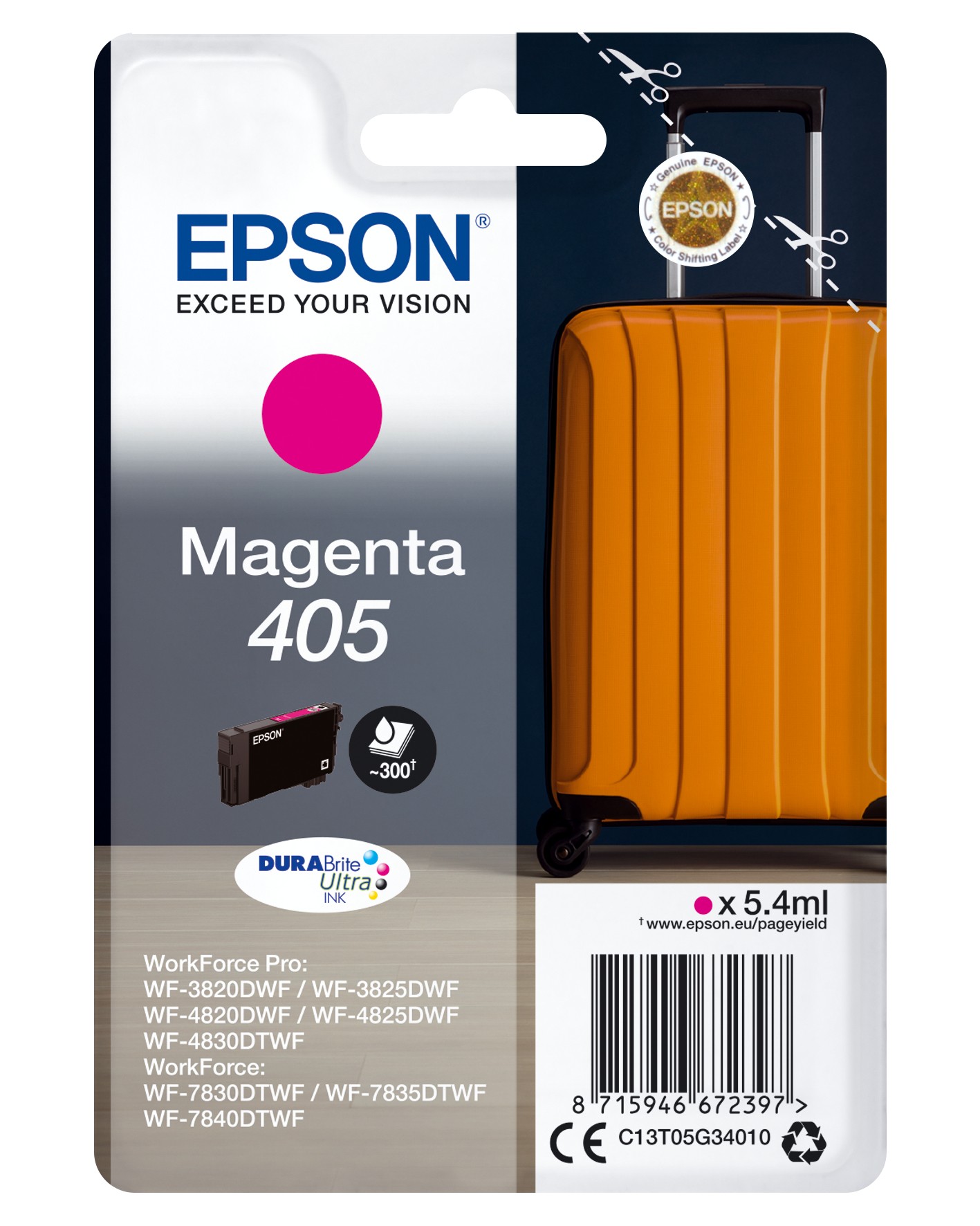 ORIGINALE Epson Cartuccia d'inchiostro magenta C13T05G34010 405 300 pagine 54ml ORIGINALE Epson Cartuccia d'inchiostro magenta C13T05G34010 405 300 pagine 54ml