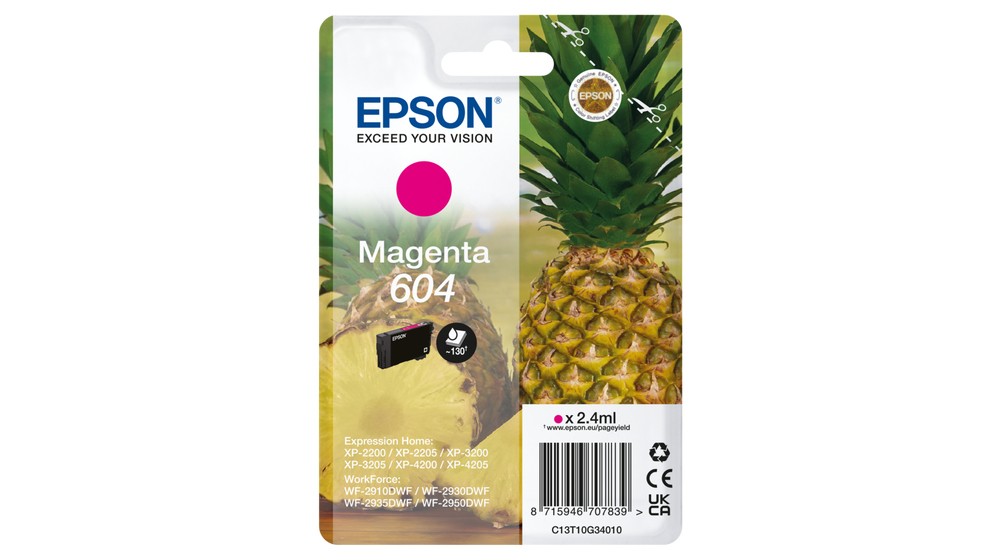 ORIGINALE Epson Cartuccia d'inchiostro magenta C13T10G34010 604 130 pagine 24ml ORIGINALE Epson Cartuccia d'inchiostro magenta C13T10G34010 604 130 pagine 24ml