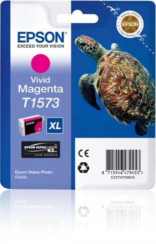 ORIGINALE Epson Cartuccia d'inchiostro magenta C13T15734010 T1573 XL 2300 pagine 259ml