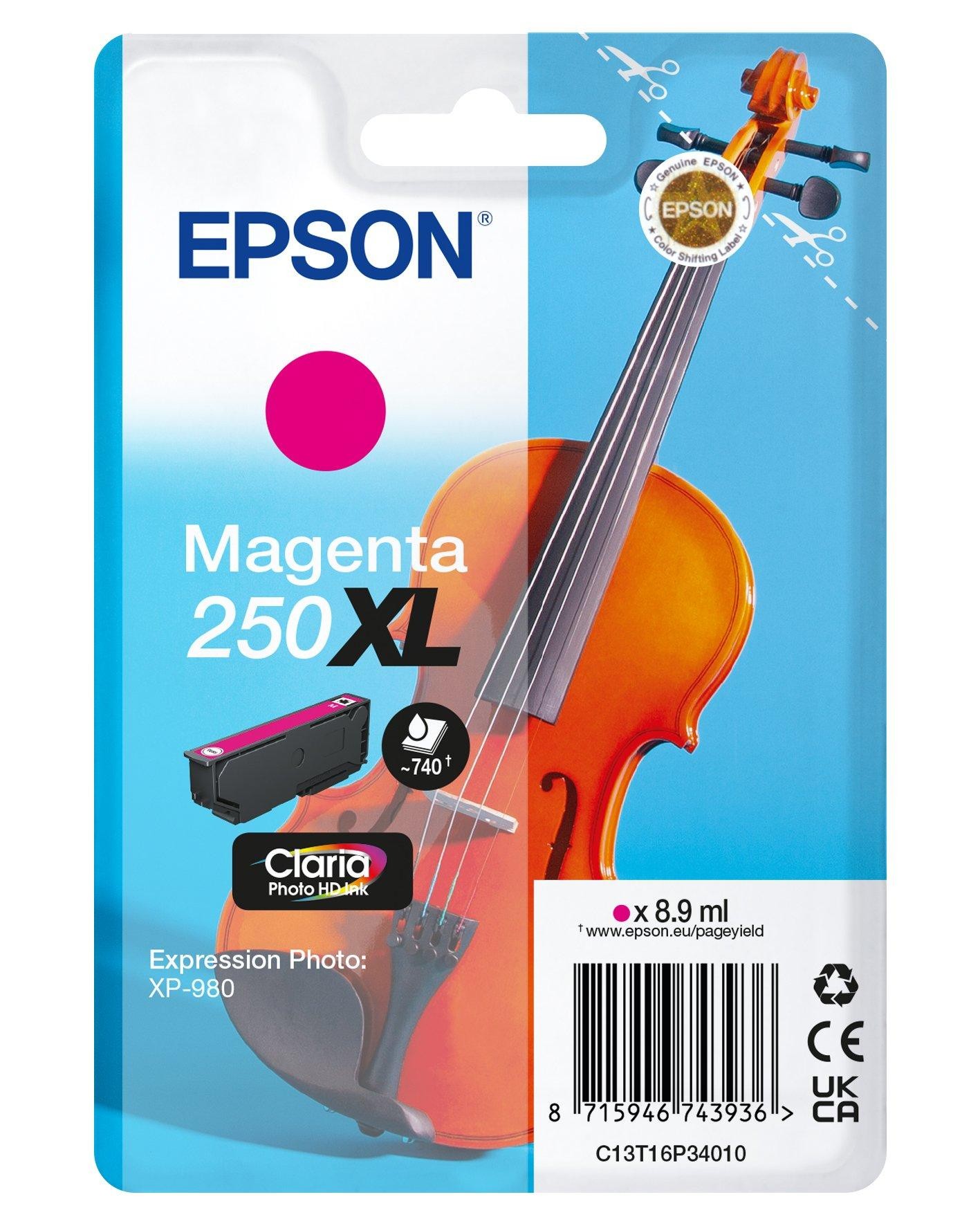 ORIGINALE Epson Cartuccia d'inchiostro magenta C13T16P34010 250 XL 740 pagine 89ml ORIGINALE Epson Cartuccia d'inchiostro magenta C13T16P34010 250 XL 740 pagine 89ml