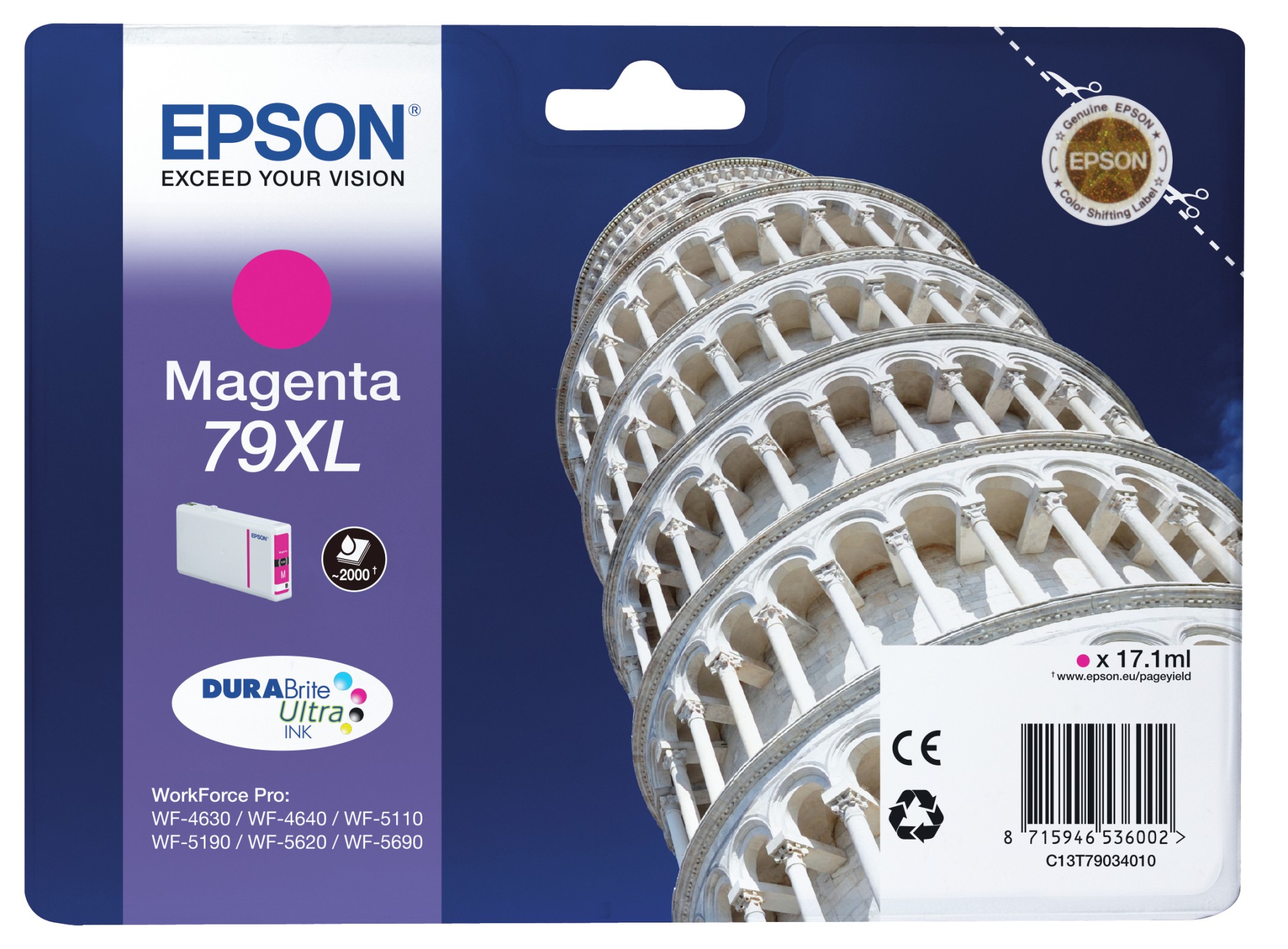 ORIGINALE Epson Cartuccia d'inchiostro magenta C13T79034010 79 XL 2000 pagine 171ml 79XL