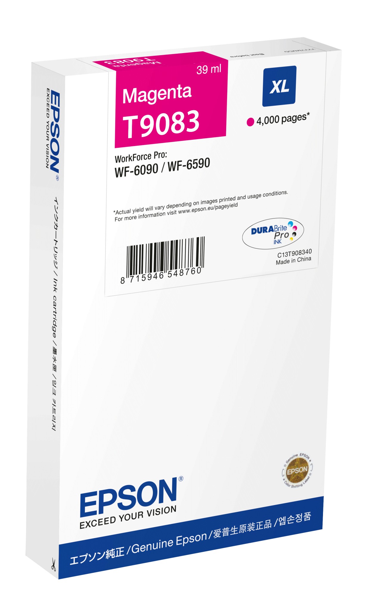 ORIGINALE Epson Cartuccia d'inchiostro magenta C13T90834N T9083 XL 4000 pagine 39ml ORIGINALE Epson Cartuccia d'inchiostro magenta C13T90834N T9083 XL 4000 pagine 39ml