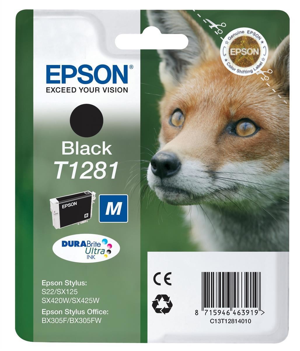 ORIGINALE Epson Cartuccia d'inchiostro nero C13T12814012 T1281 170 pagine 59ml