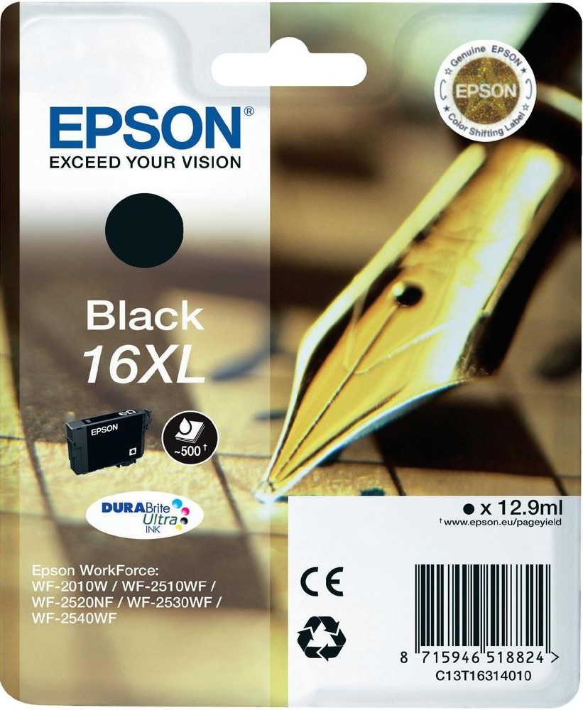 ORIGINALE Epson Cartuccia d'inchiostro nero C13T16314012 16 XL 500 pagine 129ml Cartuccie d?inchiostro XL ORIGINALE Epson Cartuccia d'inchiostro nero C13T16314012 16 XL 500 pagine 129ml Cartuccie d?inchiostro XL