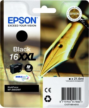 ORIGINALE Epson Cartuccia d'inchiostro nero C13T16814012 16 XXL 1000 pagine 216ml XXL Patrone