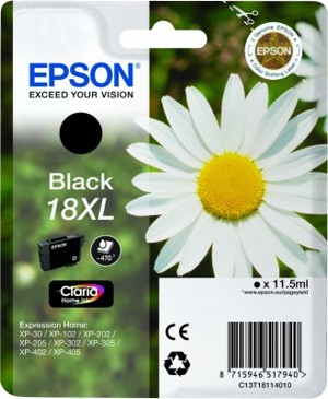 ORIGINALE Epson Cartuccia d'inchiostro nero C13T18114012 18 XL 470 pagine 115ml Cartuccie d?inchiostro XL