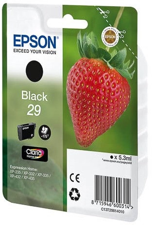 ORIGINALE Epson Cartuccia d'inchiostro nero C13T29814012 29 175 pagine 53ml C13T29814010 ORIGINALE Epson Cartuccia d'inchiostro nero C13T29814012 29 175 pagine 53ml C13T29814010