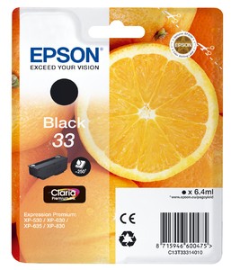 ORIGINALE Epson Cartuccia d'inchiostro nero C13T33314012 33 250 pagine 64ml ORIGINALE Epson Cartuccia d'inchiostro nero C13T33314012 33 250 pagine 64ml