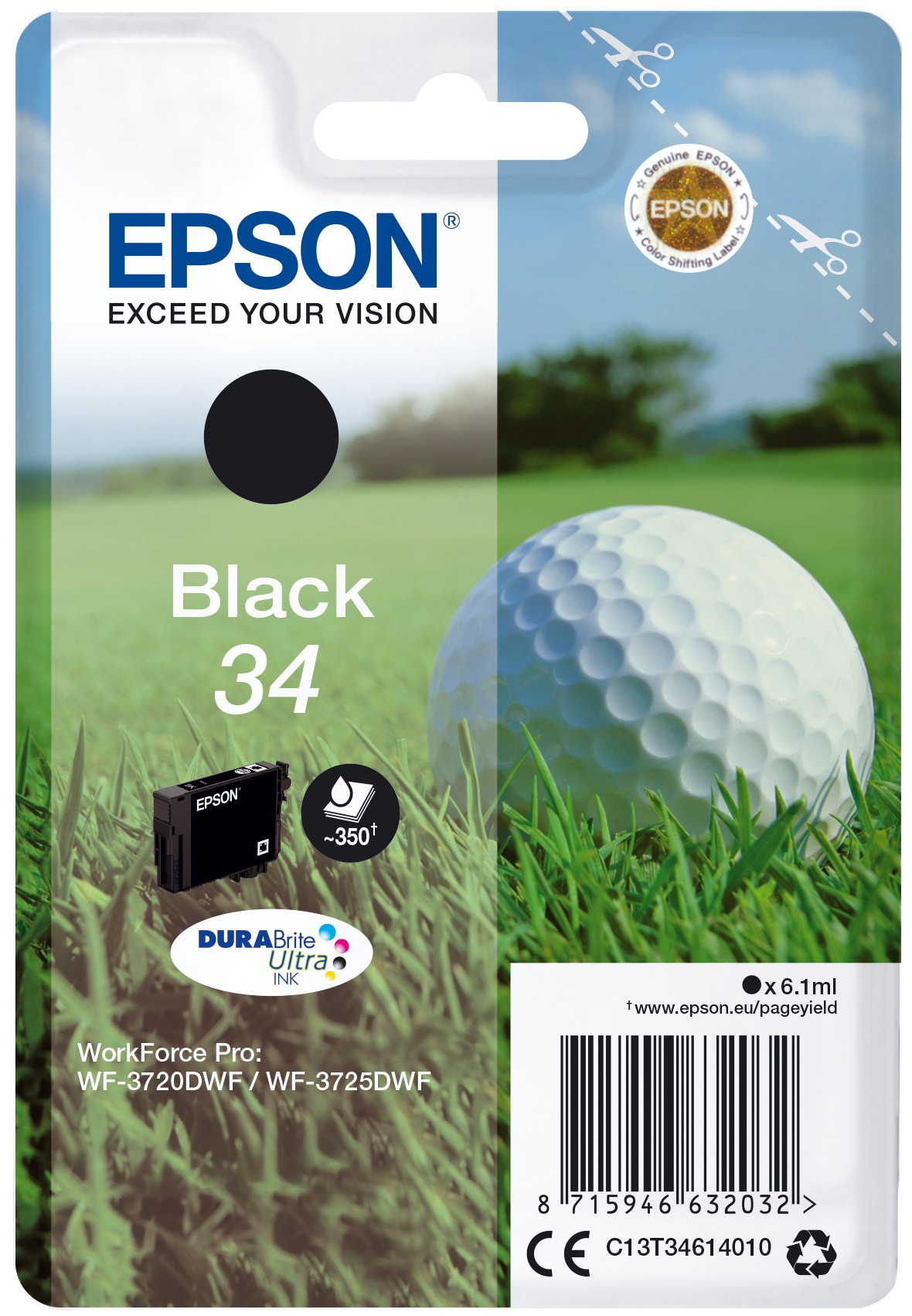 ORIGINALE Epson Cartuccia d'inchiostro nero C13T34614010 34 350 pagine 61ml ORIGINALE Epson Cartuccia d'inchiostro nero C13T34614010 34 350 pagine 61ml