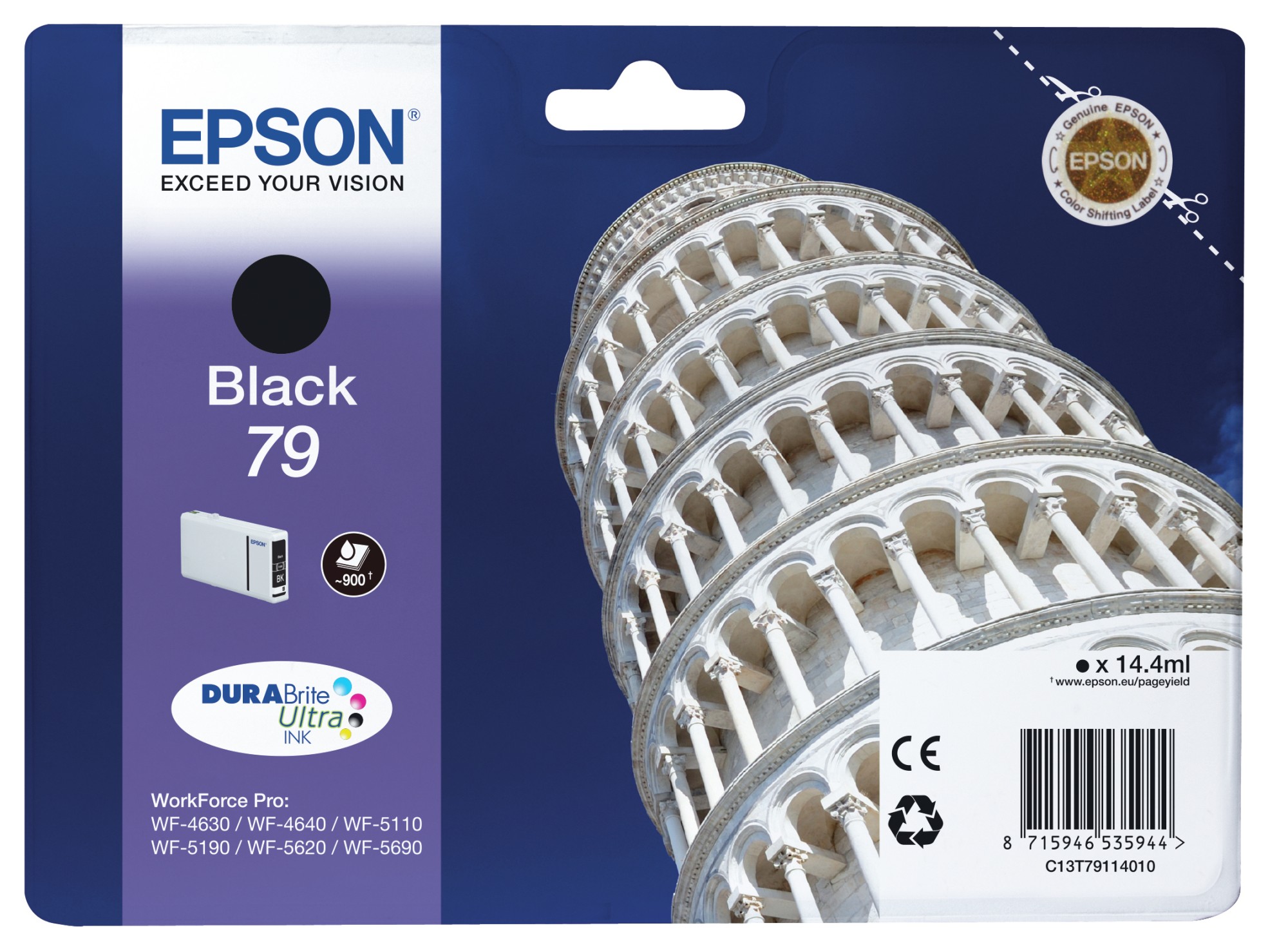 ORIGINALE Epson Cartuccia d'inchiostro nero C13T79114010 79 900 pagine 144ml 79