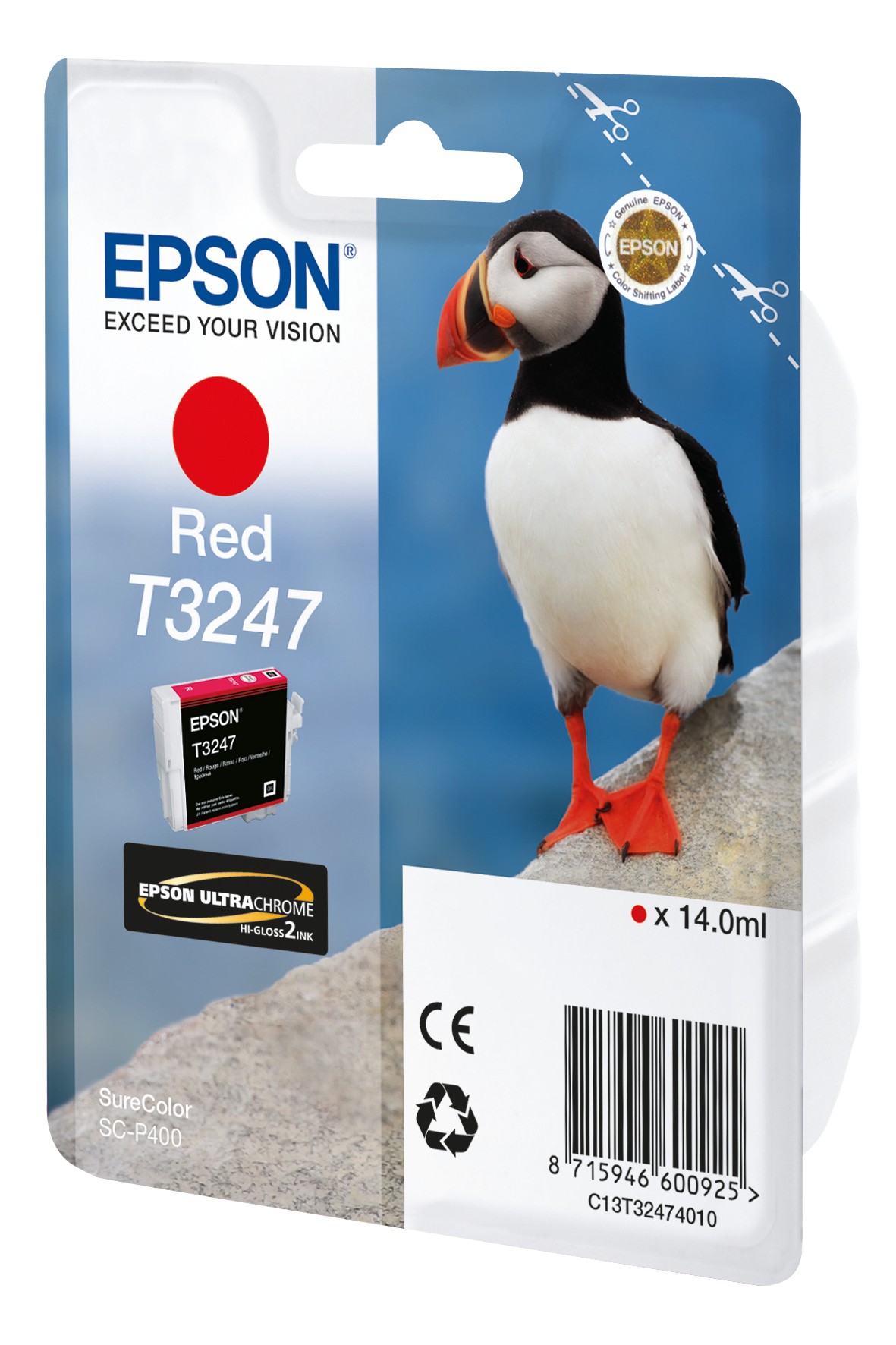 ORIGINALE Epson Cartuccia d'inchiostro Rosso C13T32474010 T3247 980 pagine 14ml