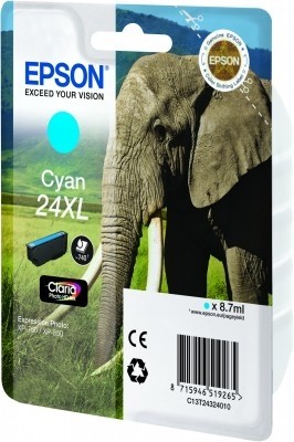 ORIGINALE Epson Cartuccia inchiostro ciano C13T24324012 24 XL 740 pagine 87ml XL ORIGINALE Epson Cartuccia inchiostro ciano C13T24324012 24 XL 740 pagine 87ml XL
