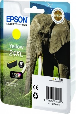 ORIGINALE Epson Cartuccia inchiostro giallo C13T24344012 24 XL 740 pagine 87ml XL ORIGINALE Epson Cartuccia inchiostro giallo C13T24344012 24 XL 740 pagine 87ml XL