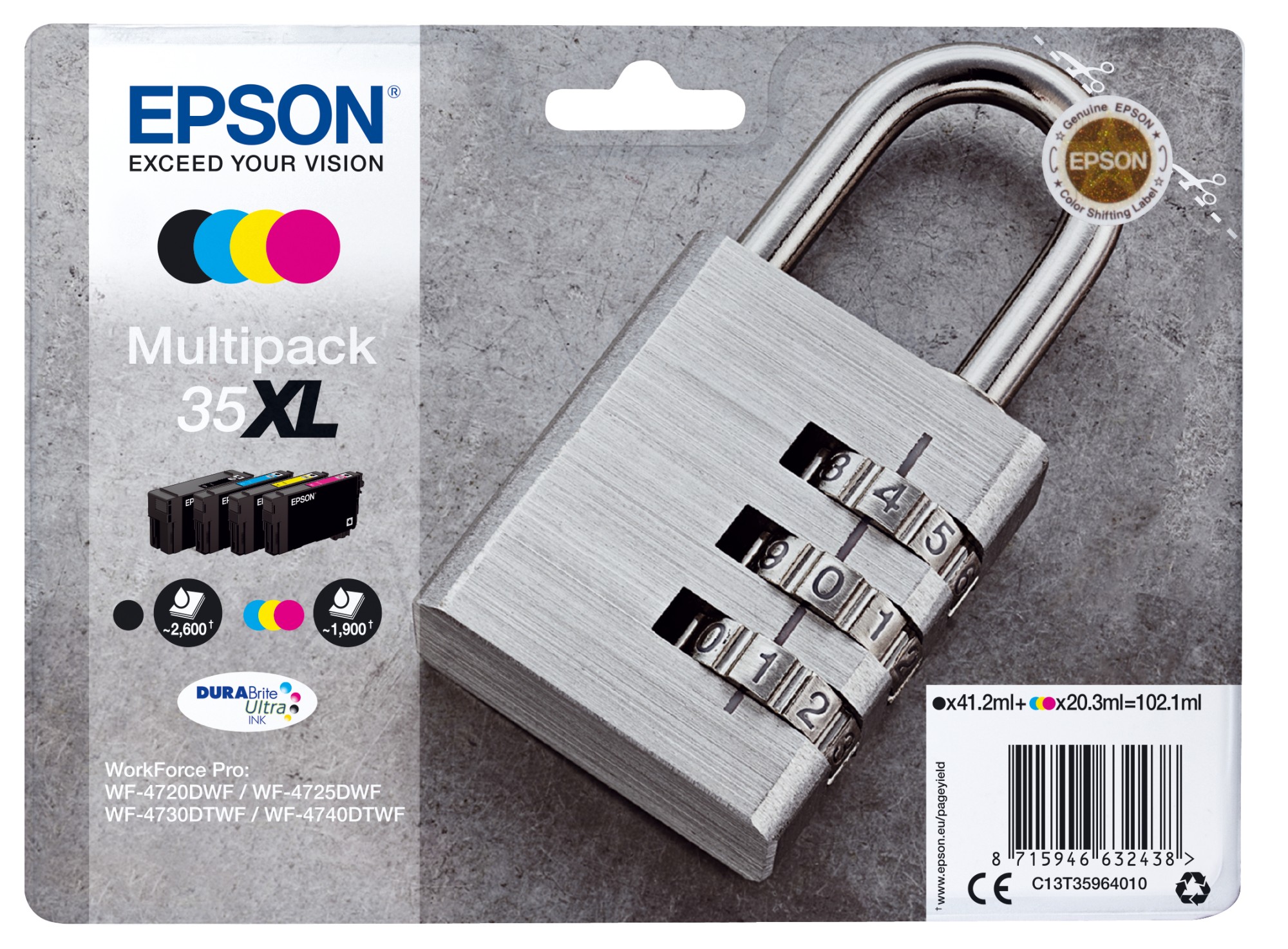 ORIGINALE Epson Multipack nero / ciano / magenta / giallo C13T35964010 35XL
