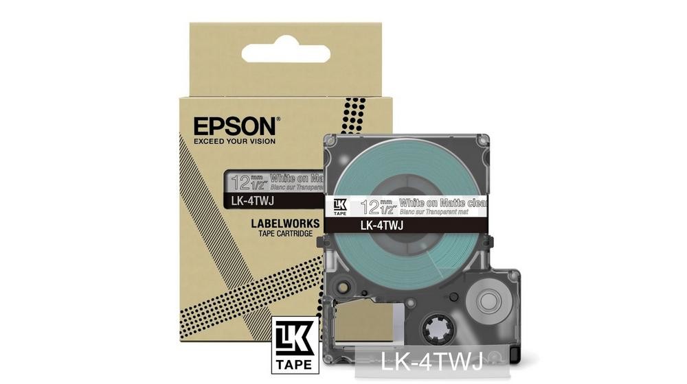 ORIGINALE Epson Nastro BiancosuTrasparente LK-4TWJ C53S672068