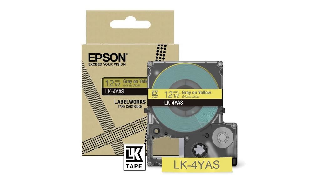 ORIGINALE Epson Nastro Grigiosugiallo LK-4YAS C53S672104 ORIGINALE Epson Nastro Grigiosugiallo LK-4YAS C53S672104