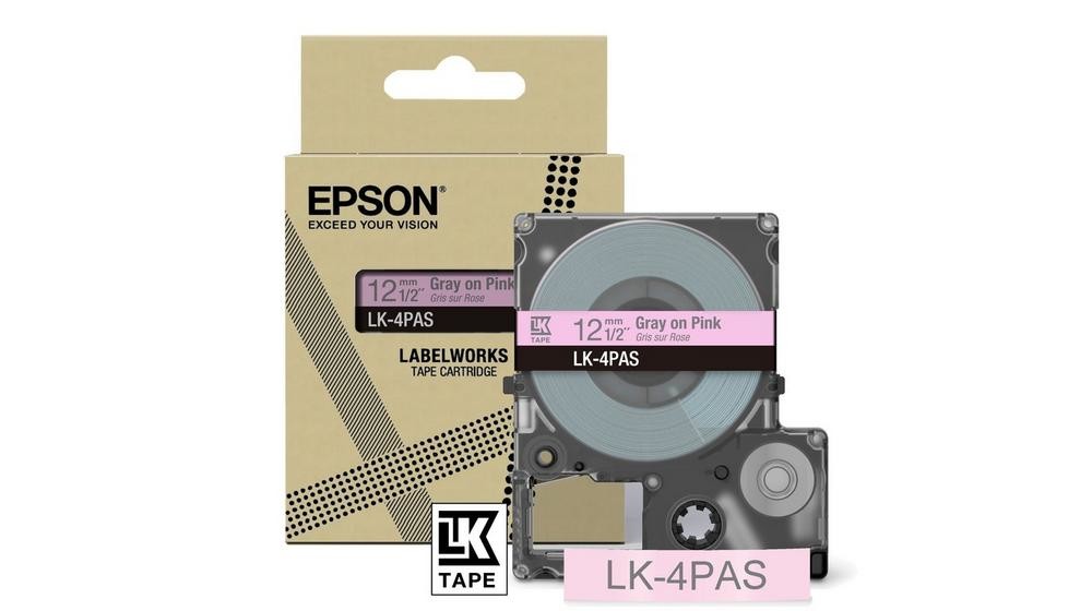 ORIGINALE Epson Nastro GrigiosuRosa LK-4PAS C53S672103
