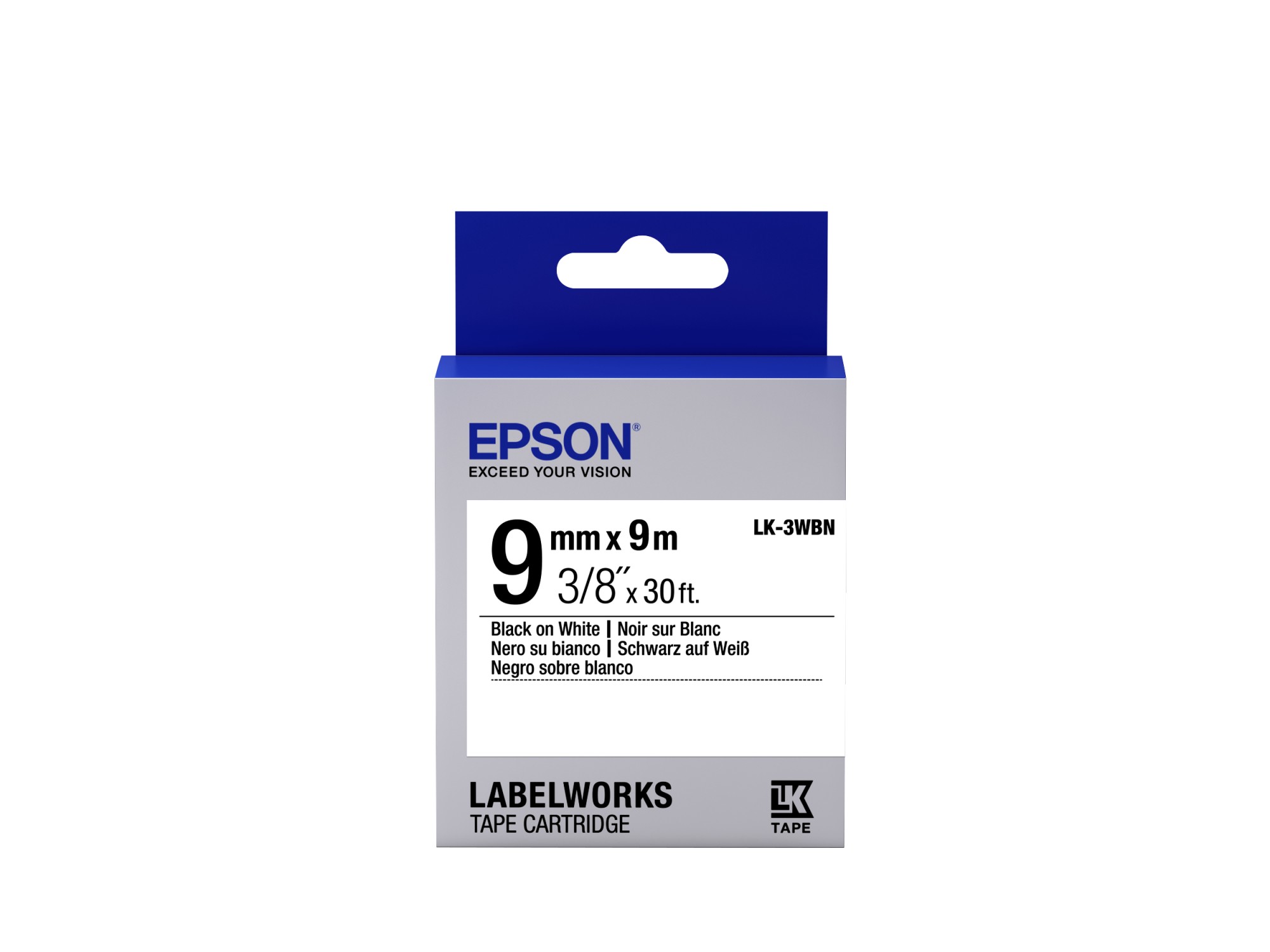 ORIGINALE Epson Nastro Nero su bianco LK-3WBN C53S653003 ORIGINALE Epson Nastro Nero su bianco LK-3WBN C53S653003