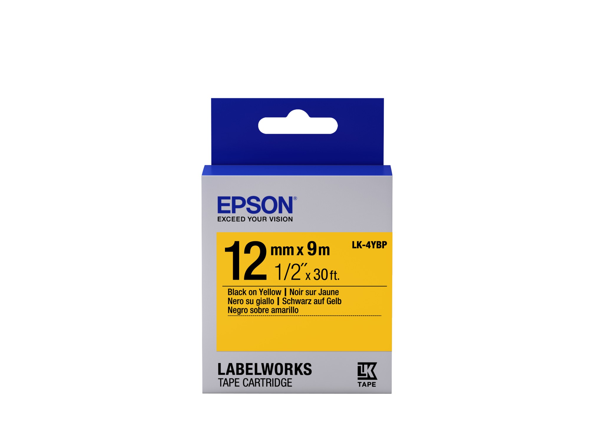 ORIGINALE Epson Nastro Nero su giallo LK-4YBP C53S654008 ORIGINALE Epson Nastro Nero su giallo LK-4YBP C53S654008