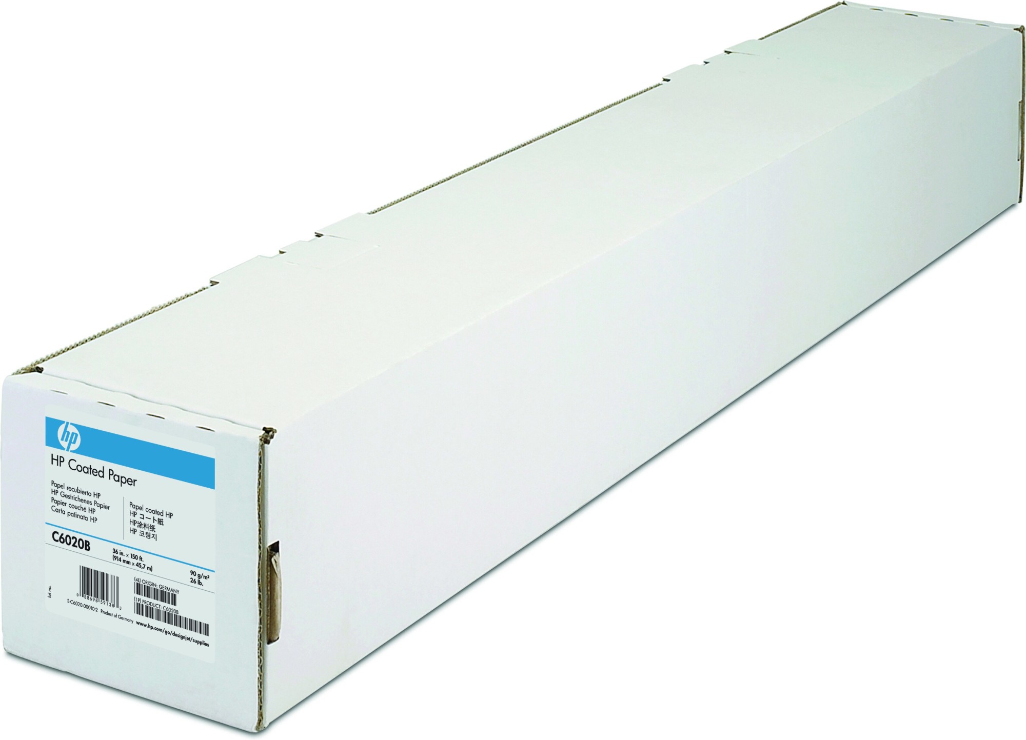 ORIGINALE HP Carta Bianco C6020B Coated Paper Carta patinata-914 mm x 45.7 m 90 g/m? Opaca Fibra di legno