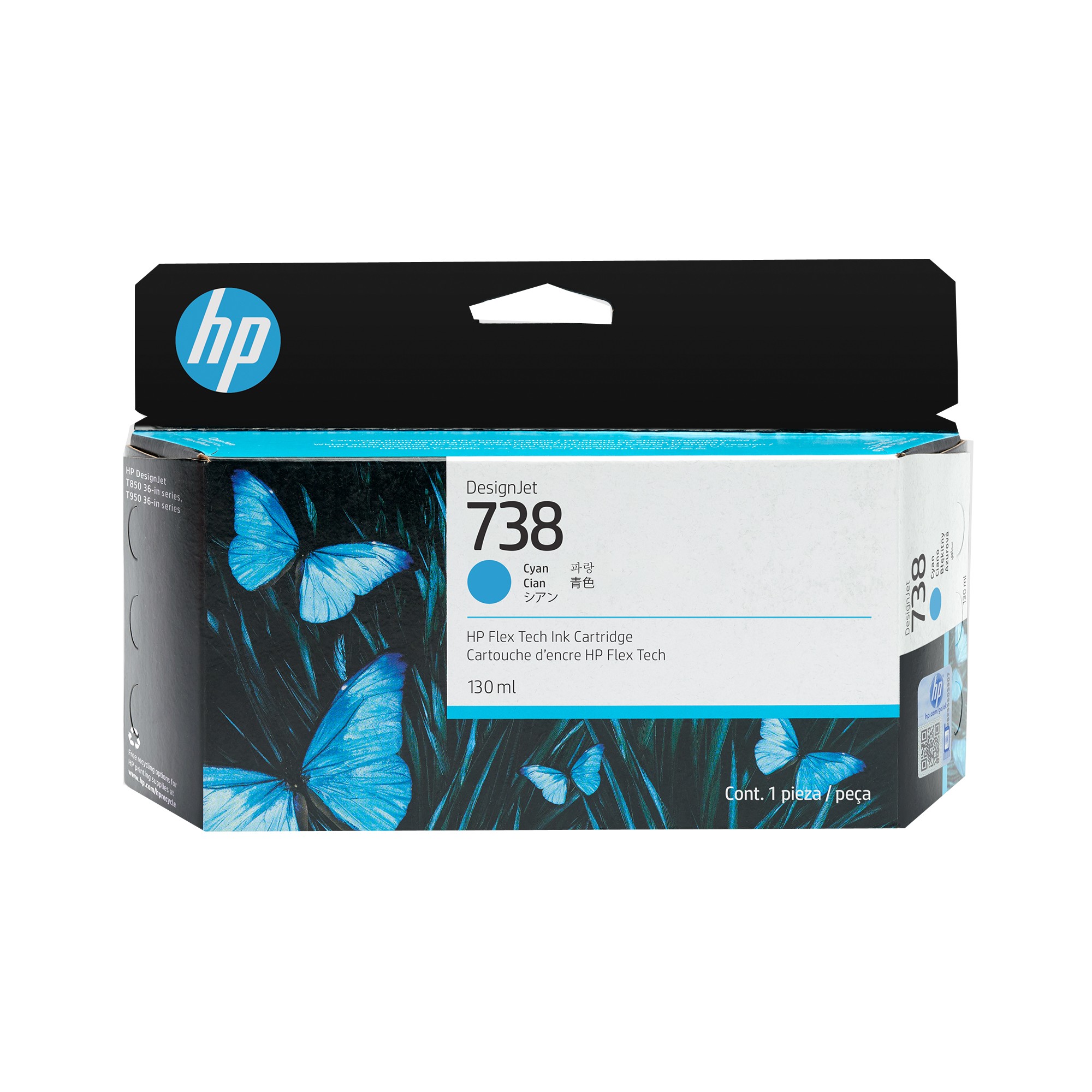 ORIGINALE HP Cartuccia d'inchiostro ciano 498N5A 738 130ml