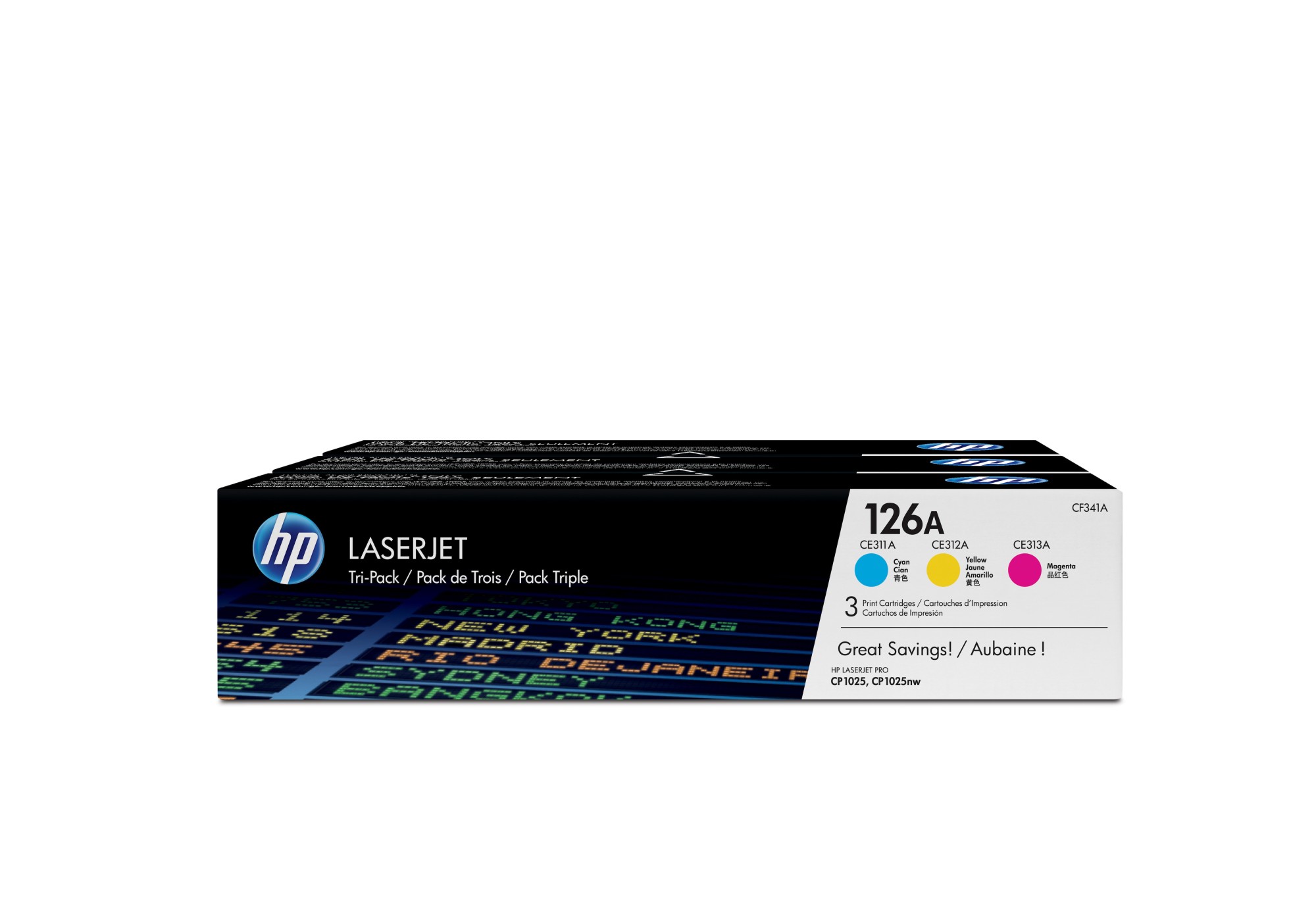 ORIGINALE HP Multipack ciano / magenta / giallo CF341A 126A 3 Toner 126A: c+m+y ORIGINALE HP Multipack ciano / magenta / giallo CF341A 126A 3 Toner 126A: c+m+y