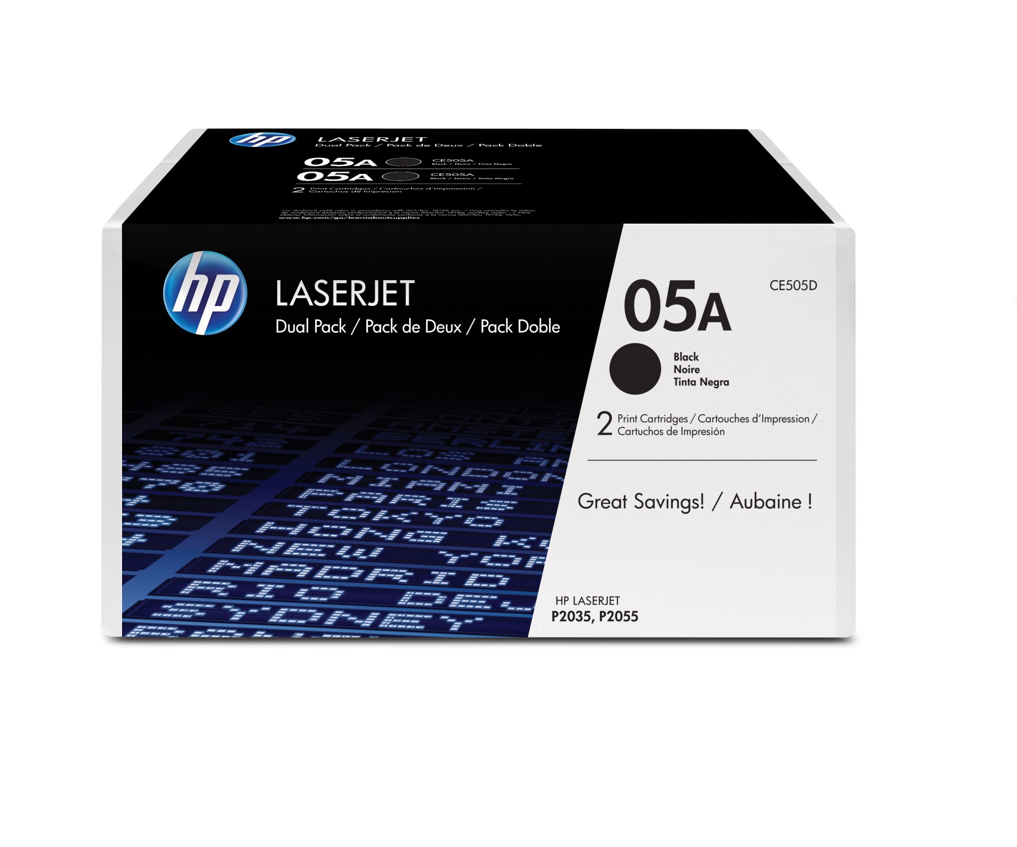 ORIGINALE HP Multipack nero CE505D 05A Confezione doppia da 2.300 pag. cad.