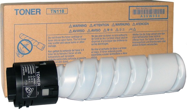 ORIGINALE Konica Minolta toner nero A3VW050 TN118 12000 pagine Nastro Trasferimento Termico