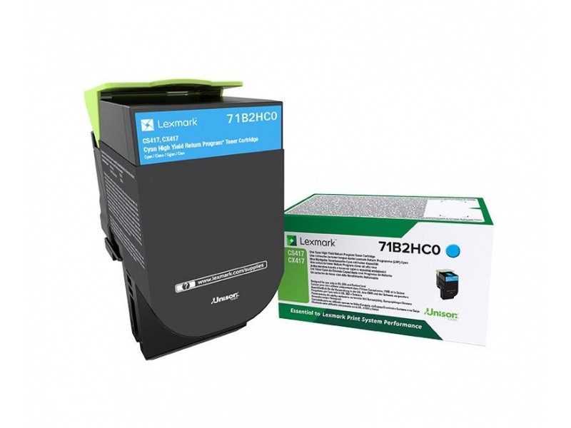 ORIGINALE Lexmark toner ciano 71B2HC0 CS/CX417/517 3500 pagine