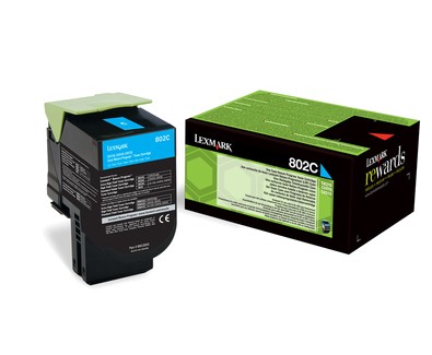 ORIGINALE Lexmark toner ciano 802C 80C20C0 1000 pagine cartuccia di stampa riutilizzabile